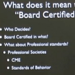 A list of points explaining what "Board certified" means.