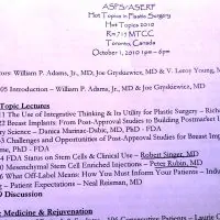 A paper showing a list of topics for the ASPS national plastic surgery meeting.