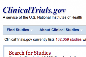 A screenshot of clinicaltrials.gov