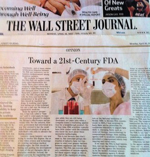 An article in the Wall Street Journal on adult stem cells by former FDA commissioner.
