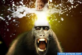 An illustration of a monkey's mind beying blown.