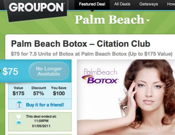 A screenshot of a Groupon botox coupon.
