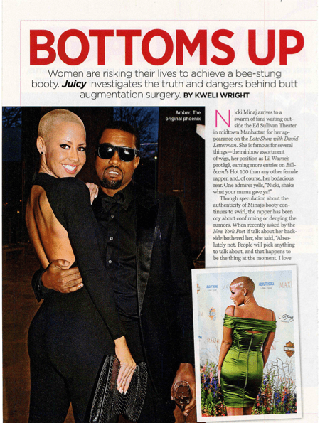 Bottoms up feature story in Juicy magazine.