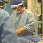 A patient undergoing liposuction surgery.