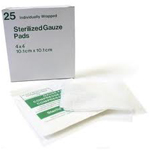 A box of sterilized medical gauzes.